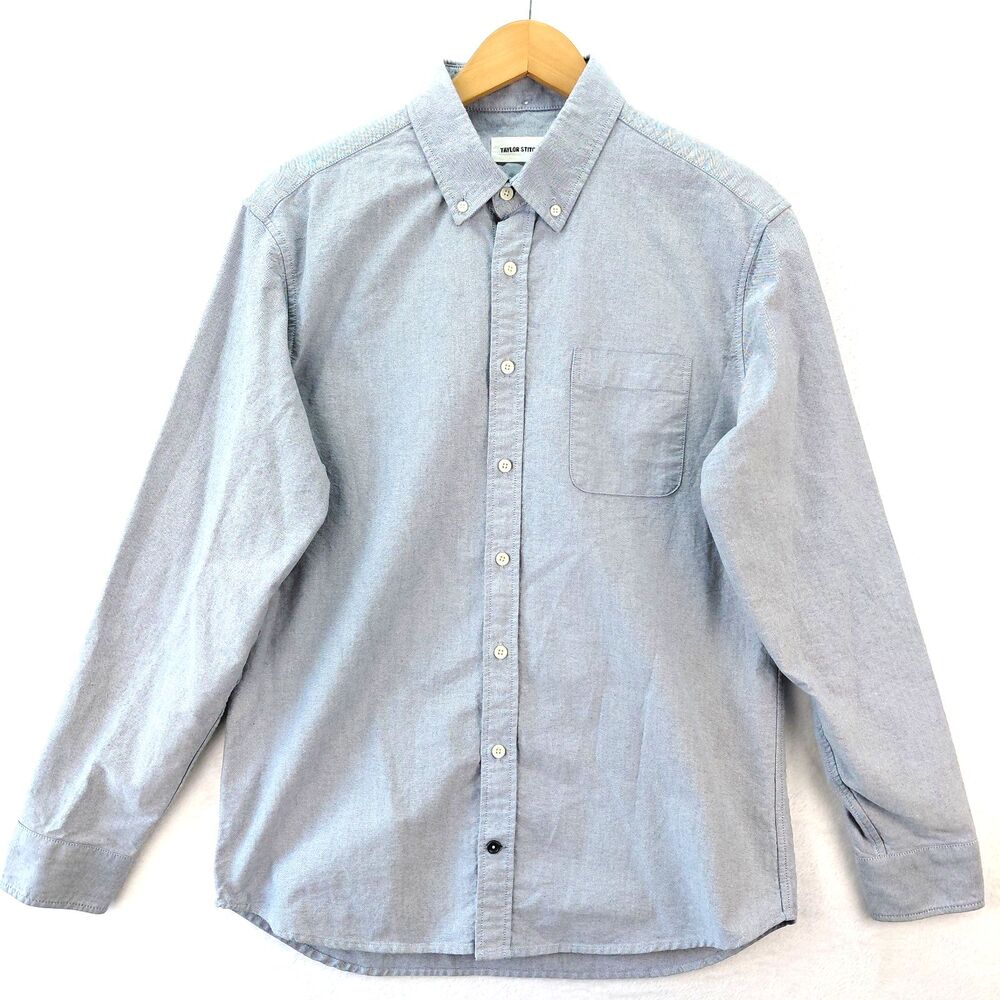 Taylor Stitch Jack Shirt Mens 42 Large Blue Long Sleeve Organic Cotton Button Up